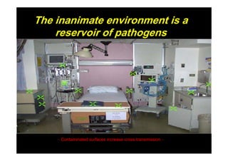 The inanimate environment is a
    reservoir of pathogens




    ~ Contaminated surfaces increase cross-transmission ~
 