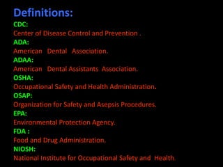 Infection control in the dental clinic | PPTX