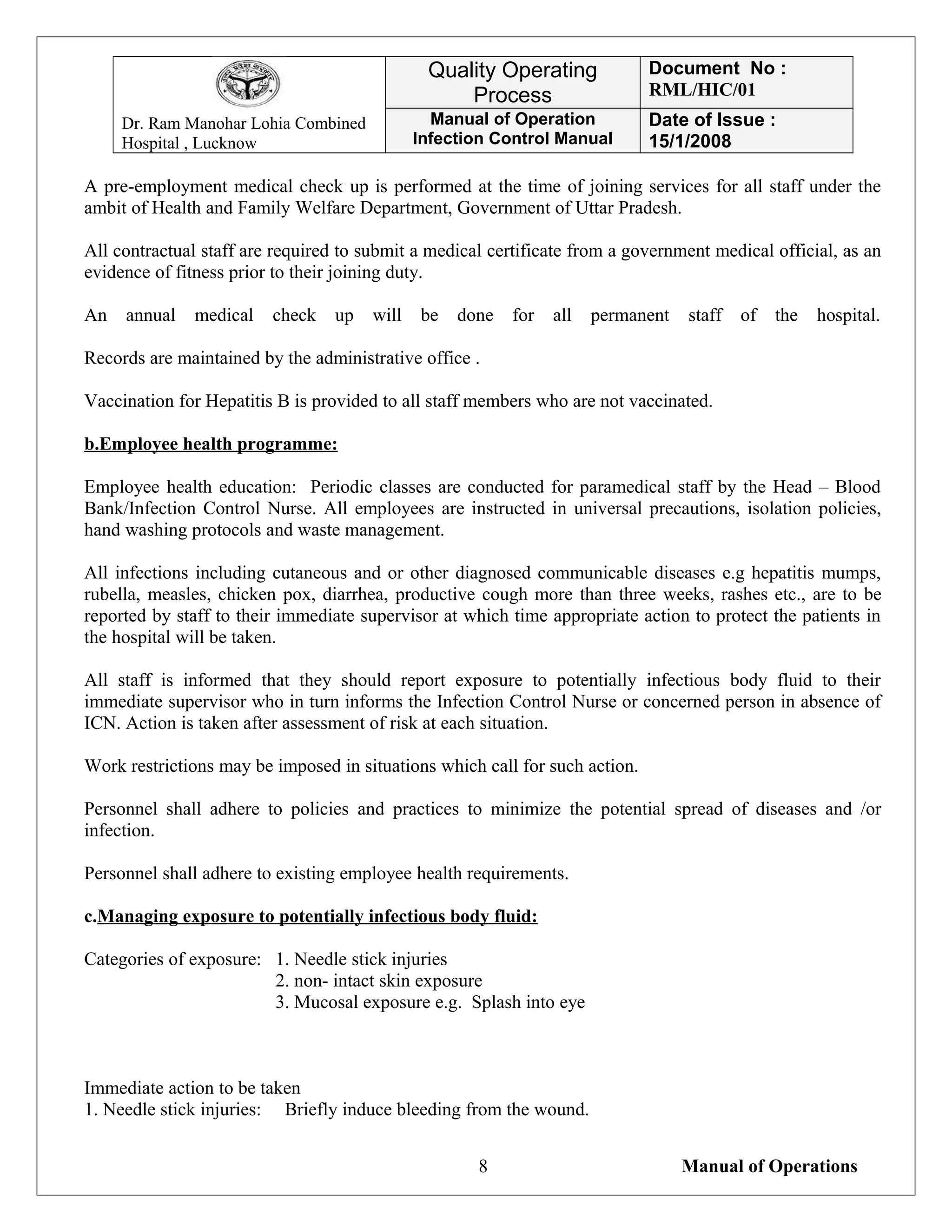 Infection control manual | DOC