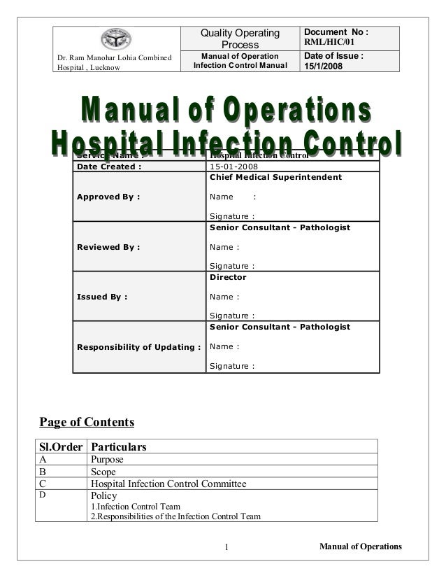 infection control manual for hospitals pdf