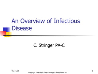 An Overview of Infectious Disease  C. Stringer PA-C Copyright 1996-98 © Dale Carnegie & Associates, Inc. 