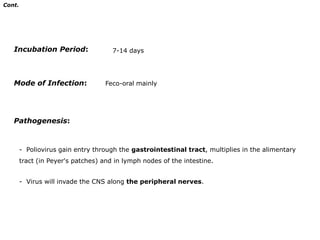   Encephalitis also may result from other types of infection, metabolic, toxic, and neoplastic disorders. Cont.Clinical Manifestations:  Acute infectious encephalitis usually is preceded by a prodrome of several days of nonspecific symptoms, such as cough, sore throat, fever, headache, and abdominal complaints.
