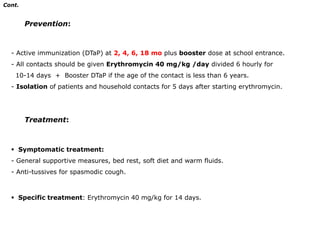 Cont.Clinical Manifestations:1-  Unapparent infection, which occurs in 90-95% of cases and causes no disease and no sequelae.2-  Abortive poliomyelitis occursin about 5% of patients (nonspecific influenza-like syndrome). The illness is short-lived (up to 2-3 days). 3-  Nonparalytic poliomyelitis:In about 1% of infected patients, the signs of abortive poliomyelitis are present but headache, nausea and vomiting are more intense. In addition there is the following: Signs of meningeal irritation.