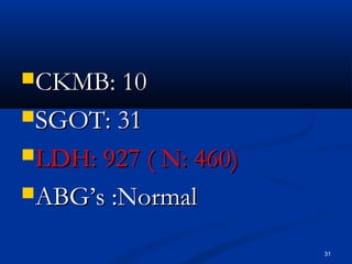 CCKKMMBB:: 1100 
SSGGOOTT:: 3311 
LLDDHH:: 992277 (( NN:: 446600)) 
AABBGG’’ss ::NNoorrmmaall 
31 
 