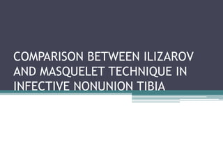 COMPARISON BETWEEN ILIZAROV
AND MASQUELET TECHNIQUE IN
INFECTIVE NONUNION TIBIA
 