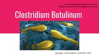 Clostridium Botulinum
Universidad Nacional Arturo Jauretche
Medicina - Agresión Infectológica Inmunitaria
Aixa Risso - Keila Sandoval - Lucila Solis - Sofia
 