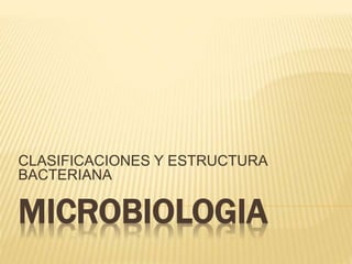 MICROBIOLOGIA
CLASIFICACIONES Y ESTRUCTURA
BACTERIANA
 