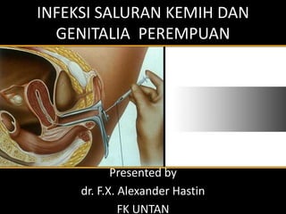 INFEKSI SALURAN KEMIH DAN
  GENITALIA PEREMPUAN




            Presented by
     dr. F.X. Alexander Hastin
              FK UNTAN
 