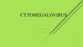 CYTOMEGALOVIRUS
Presented by
Erna Sung, drg
1
 