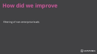 How did we improve
Filtering of non-enterprise leads
 