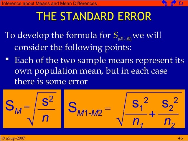 Inference about means and mean differences Inference about means and mean differences