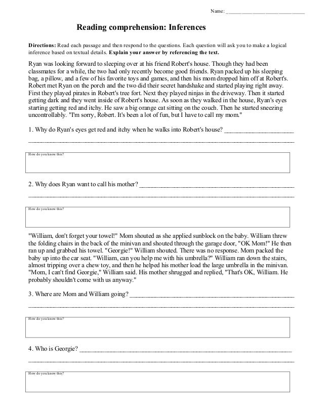 Inferences Worksheet 3 Inferences Worksheet 3