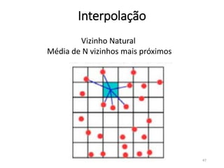 Interpolação
Vizinho Natural
Média de N vizinhos mais próximos
47
 