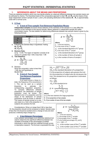 Inferential statistics | DOCX | Science