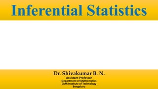 Dr. Shivakumar B. N.
Assistant Professor
Department of Mathematics
CMR Institute of Technology
Bengaluru
Inferential Statistics
 