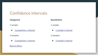 Inferential Statistics (Melrose High School Library) | PPTX