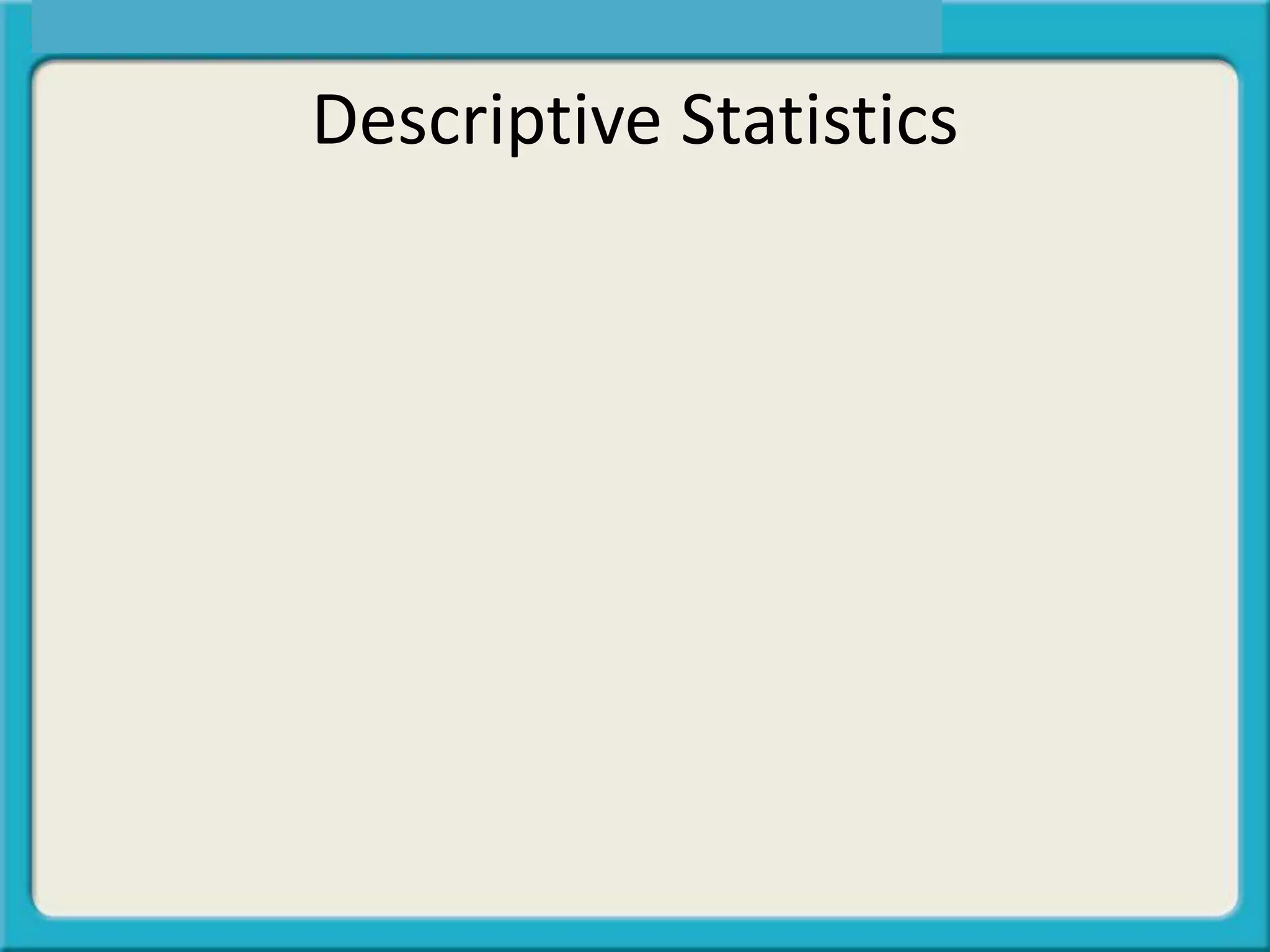 Descriptive Statistics
 