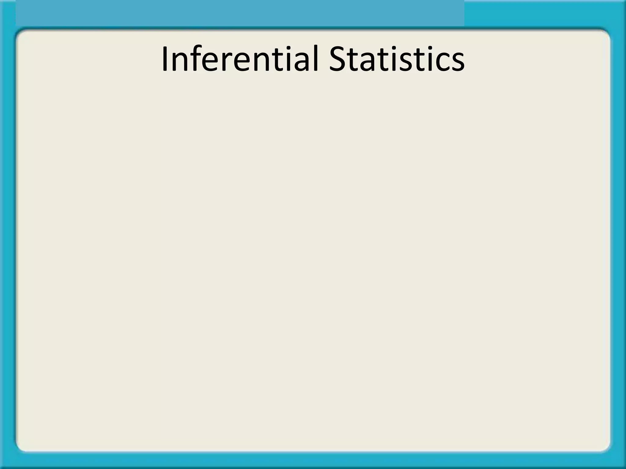 Inferential Statistics
 
