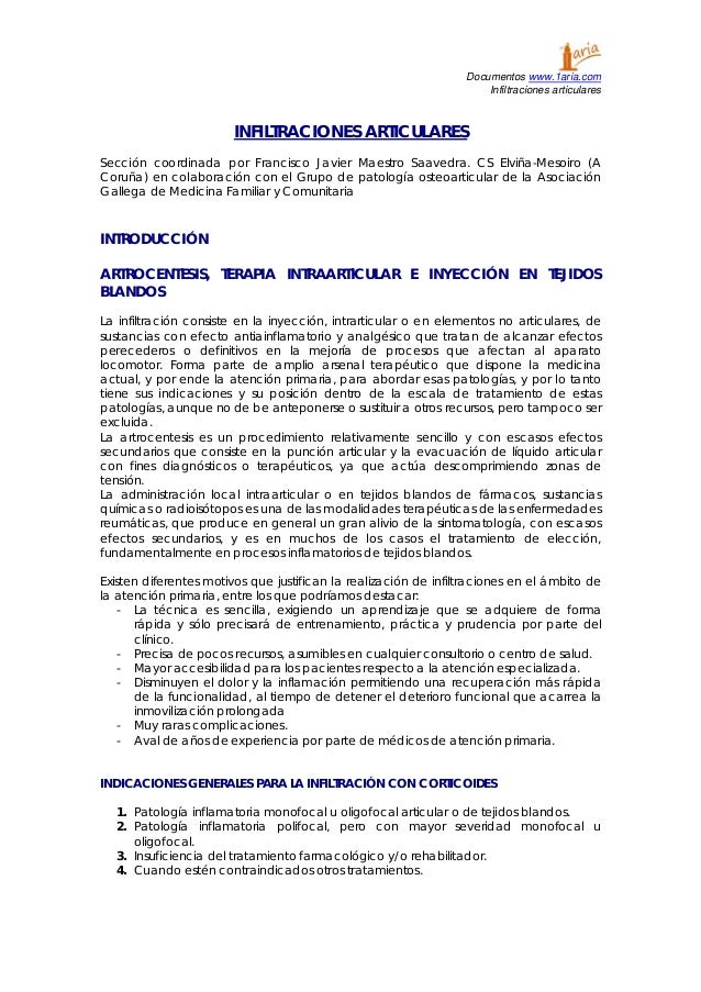 efectos secundarios de infiltraciones en la columna