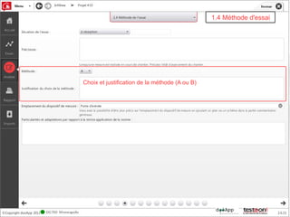 1.4 Méthode d'essai




Choix et justification de la méthode (A ou B)
 