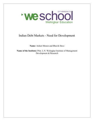 Indian Debt Markets - Need for Development.