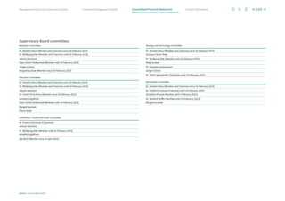 Supervisory Board committees
Mediation Committee
Dr. Herbert Diess (Member and Chairman since 16 February 2023)
Dr. Wolfgang Eder (Member and Chairman until 16 February 2023)
Johann Dechant
Hans-Ulrich Holdenried (Member until 16 February 2023)
Jürgen Scholz
Margret Suckale (Member since 16 February 2023)
Executive Committee
Dr. Herbert Diess (Member and Chairman since 16 February 2023)
Dr. Wolfgang Eder (Member and Chairman until 16 February 2023)
Johann Dechant
Dr. Friedrich Eichiner (Member since 16 February 2023)
Annette Engelfried
Hans-Ulrich Holdenried (Member until 16 February 2023)
Margret Suckale
Diana Vitale
Investment, Finance and Audit Committee
Dr. Friedrich Eichiner (Chairman)
Johann Dechant
Dr. Wolfgang Eder (Member until 16 February 2023)
Annette Engelfried
Ute Wolf (Member since 22 April 2023)
Strategy and Technology Committee
Dr. Herbert Diess (Member and Chairman since 16 February 2023)
Xiaoqun Clever-Steg
Dr. Wolfgang Eder (Member until 16 February 2023)
Peter Gruber
Dr. Susanne Lachenmann
Jürgen Scholz
Dr. Ulrich Spiesshofer (Chairman until 16 February 2023)
Nomination Committee
Dr. Herbert Diess (Member and Chairman since 16 February 2023)
Dr. Friedrich Eichiner (Chairman until 16 February 2023)
Géraldine Picaud (Member until 2 February 2023)
Dr. Manfred Puffer (Member until 16 February 2023)
Margret Suckale
164
Infineon | Annual Report 2023
Further information
Combined Management Report
Management Board and Supervisory Board
Notes to the Consolidated Financial Statements
Consolidated Financial Statements
 