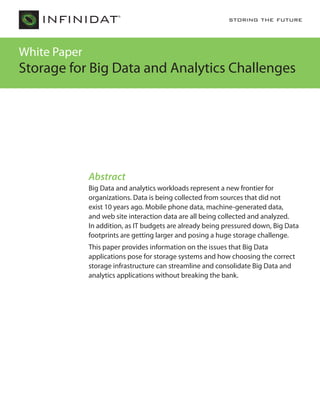 White Paper
Storage for Big Data
and Analytics Challenges
 