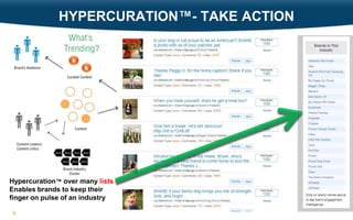 HYPERCURATION™- TAKE ACTION

Hypercuration™ over many lists
Enables brands to keep their
finger on pulse of an industry
9

 