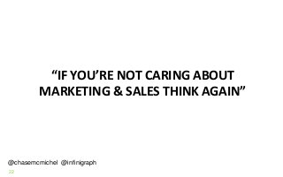 22
“IF YOU’RE NOT CARING ABOUT
MARKETING & SALES THINK AGAIN”
@chasemcmichel @infinigraph
 