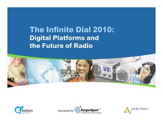 The Infinite Dial 2010:
Digital Platforms and
the Future of Radio




        Sponsored by
 