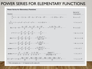 POWER SERIES FOR ELEMENTARY FUNCTIONS
 