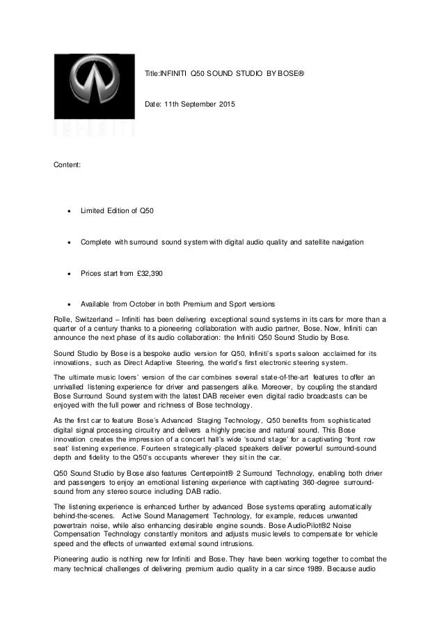 infiniti q50 sound system