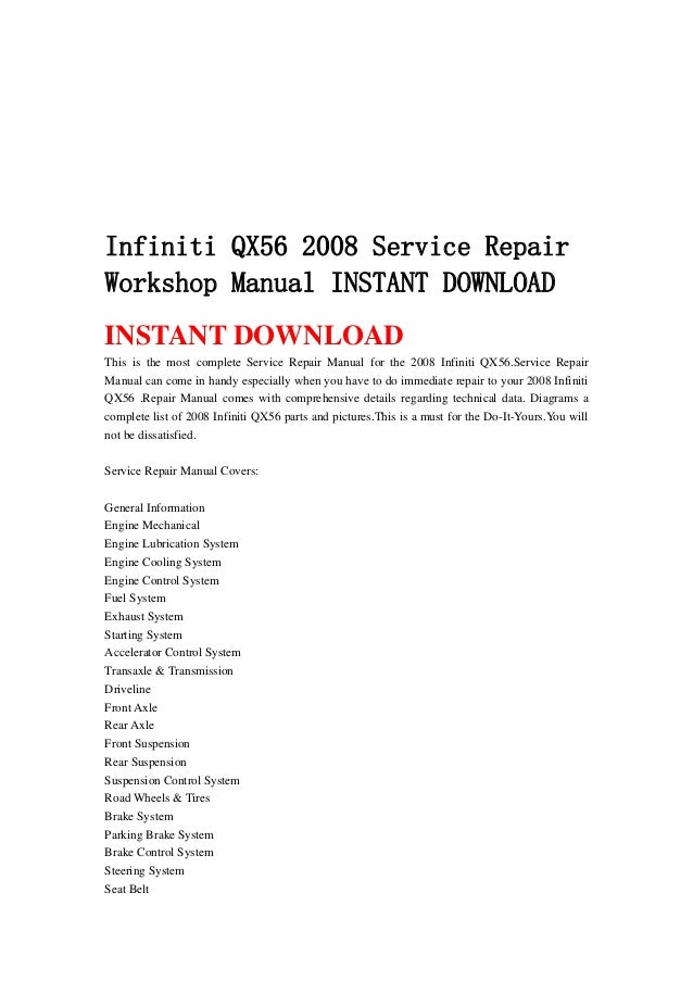 Infiniti qx56 manual