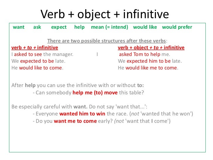 Infinitive Ing Infinitive Ing