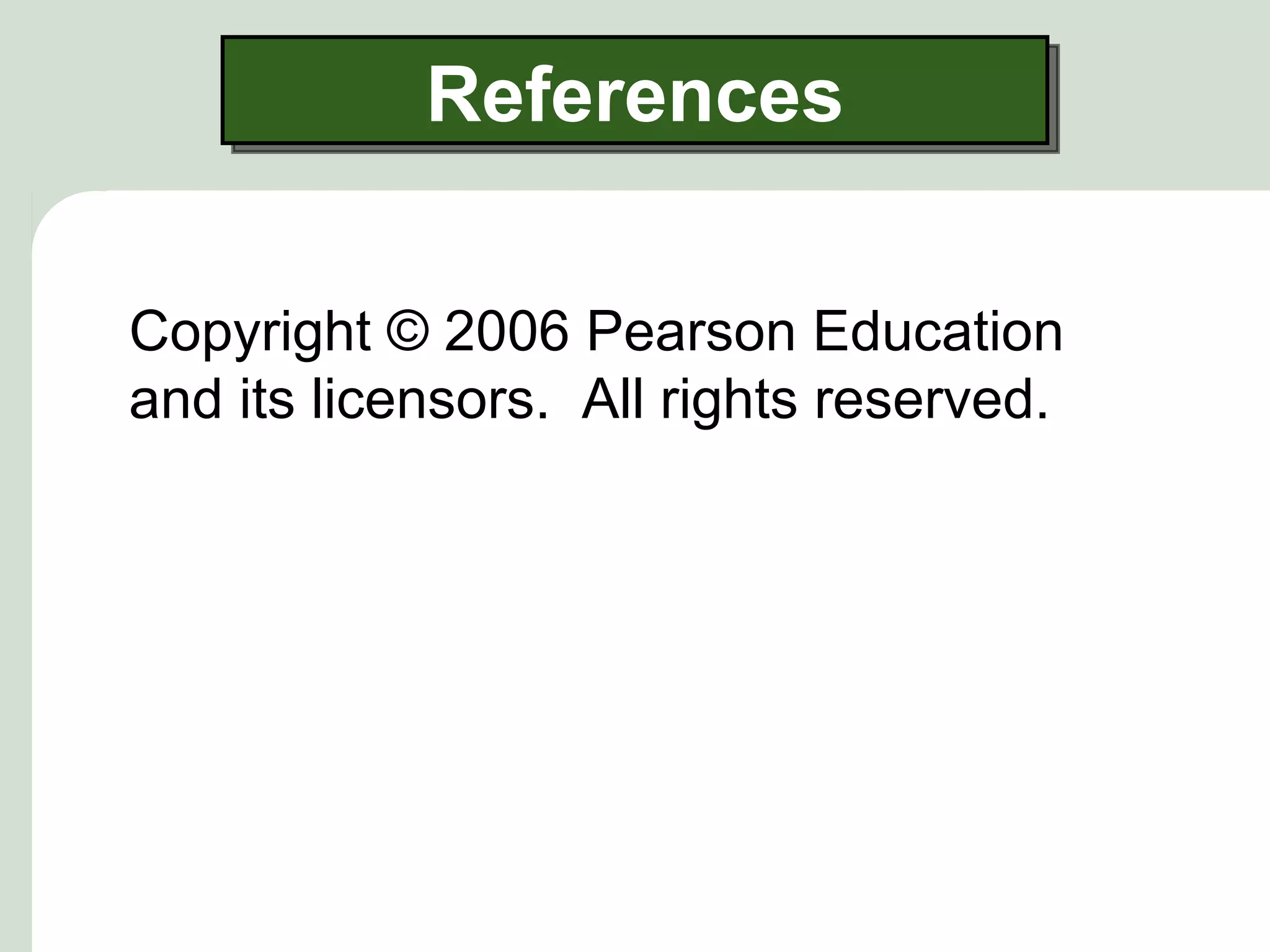 References

Copyright © 2006 Pearson Education
and its licensors. All rights reserved.
 