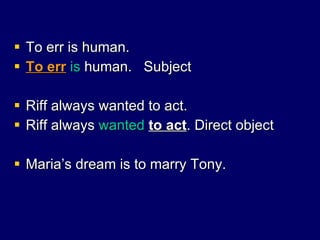 Human Infinitive Infinitives PowerPoint | PPT