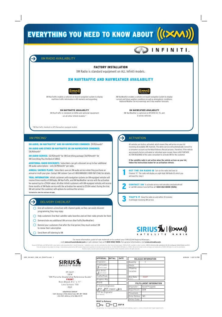infiniti xm sirius radio customer service