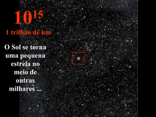 O Sol se torna uma pequena estrela no meio de outras milhares ... 10 15 1 trilhão de km 