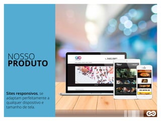 NOSSO
PRODUTO
Sites responsivos, se
adaptam perfeitamente a
qualquer dispositivo e
tamanho de tela.
 