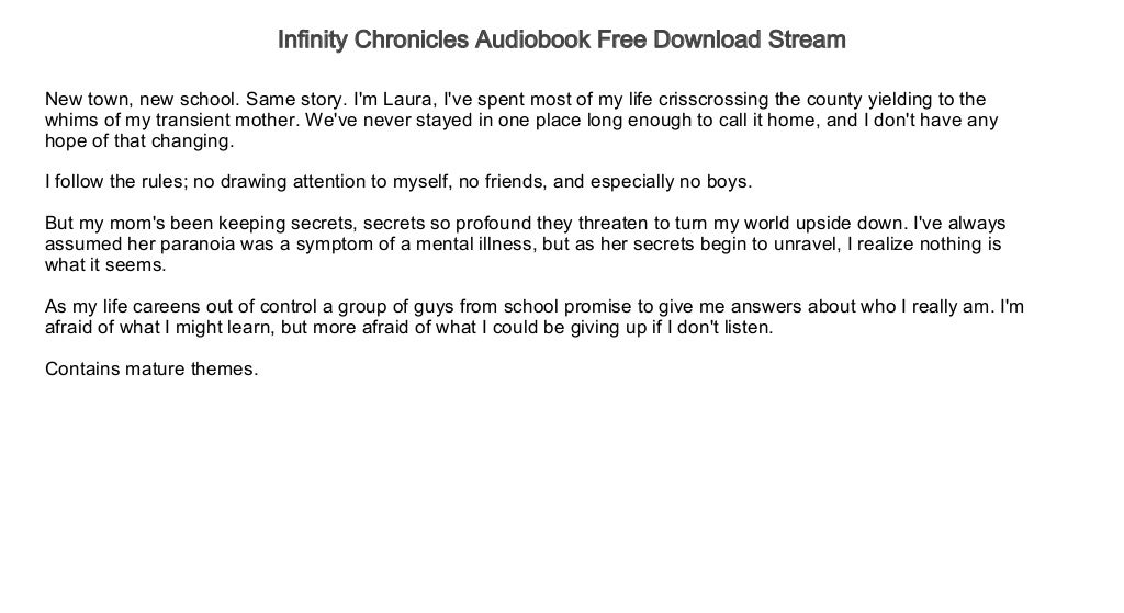 Infinity Chronicles Audiobook Free Download Stream Audiobooks
