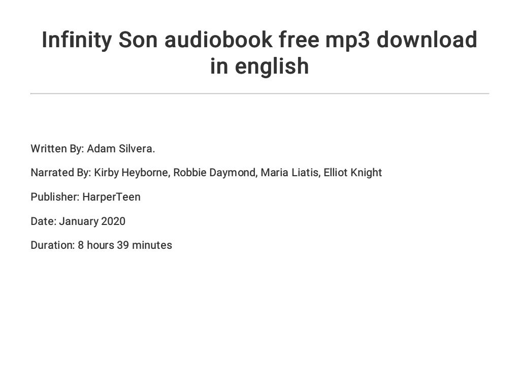 Infinity Son audiobook free mp3 download in english