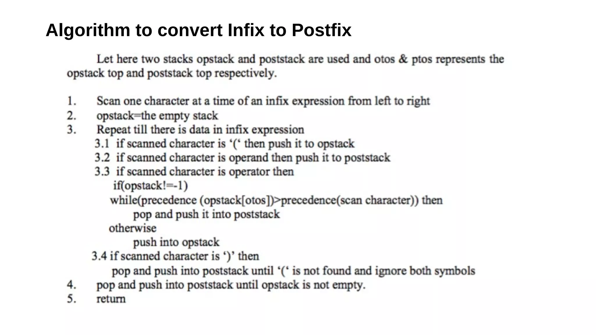 Algorithm to convert Infix to Postfix
 