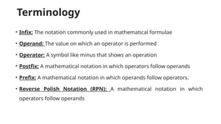Stack application in infix to prefix expression | PPT
