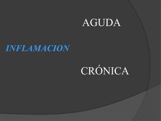 Resistencia o inmunidad              (natural o adquirida) INFLAMACIÓNAGUDAINFLAMACIONCRÓNICA