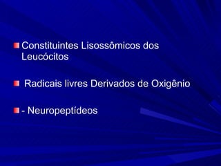 Constituintes Lisossômicos dos Leucócitos Radicais livres Derivados de Oxigênio - Neuropeptídeos 