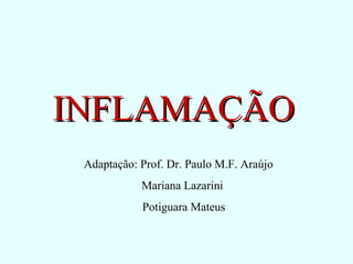 INFLAMAÇÃOINFLAMAÇÃO
Adaptação: Prof. Dr. Paulo M.F. Araújo
Mariana Lazarini
Potiguara Mateus
 