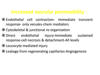 Leukocyte Cellular Events
• Margination and Rolling
• Adhesion and Transmigration
• Migration into interstitial tissue

 