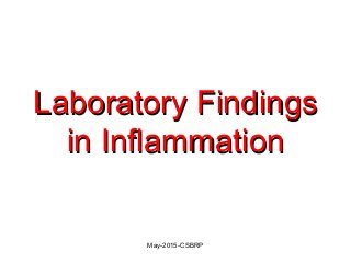 Laboratory FindingsLaboratory Findings
in Inflammationin Inflammation
May-2015-CSBRP
 
