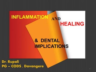 INFLAMMATION AND
HEALING
1
Dr. Rupali
PG – CODS , Davangere
& DENTAL
IMPLICATIONS
 