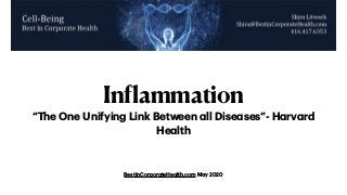 BestInCorporateHealth.com May 2020
Inflammation
“The One Unifying Link Between all Diseases”- Harvard
Health
 